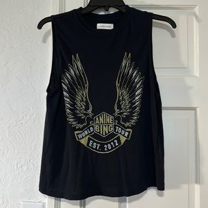 Anine Bing black sleeveless graphic T shirt